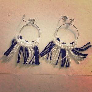 Black and white macrame earrings